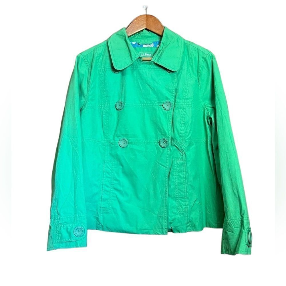 L.L.bean green double button spring coat‎